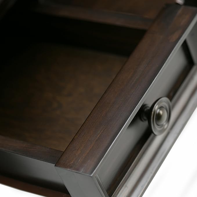 SIMPLIHOME Amherst Desk - 54-Inch Wide Solid Wood Writing Desk in Hickory Brown, Transitional Home Office Computer Table for Workspace or Study with 2 Drawers and Flip-Down Keyboard Tray