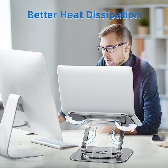 MCHOSE Laptop Stand with 360° Rotating Base, Foldable Adjustable Computer Holder, Ergonomic Design Compatible with MacBook Air Pro, Dell XPS, HP, Lenovo More 10-17" (A-Space Grey)