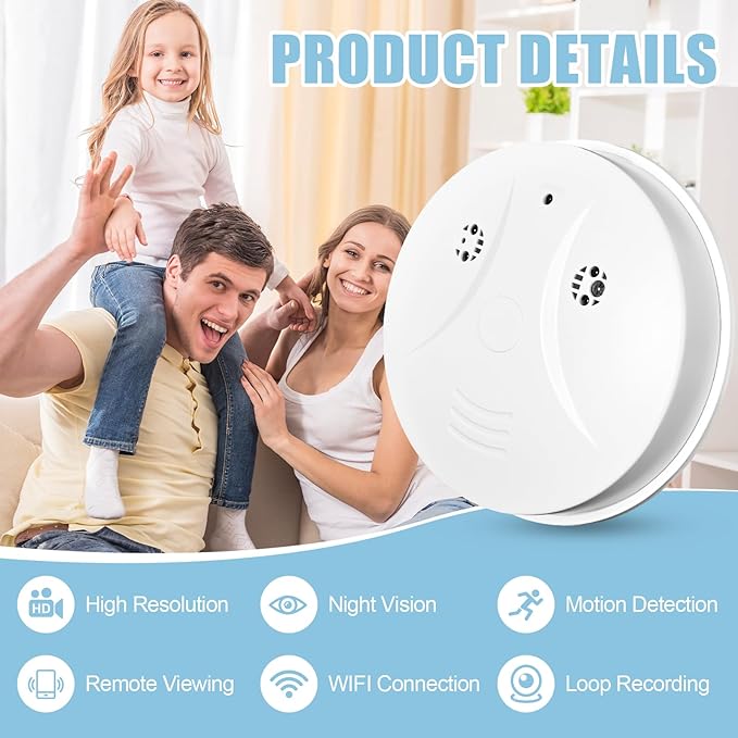 Smoke Detector Hidden Camera Spy Camera Nanny Cam for Home, Office and Business Security with Wi-Fi HD 1080P Connectivity