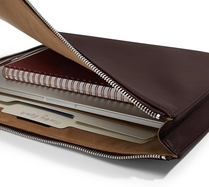 Leatherology Brown Leatherolgy Zippered Document Holder with Interior Pocket for Tablet