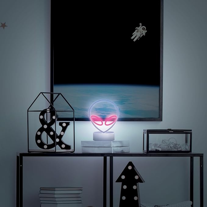 Alien LED Lamp, Versatile Power Options, Festive Design, Colorful Desktop Lighting, Vibrant Alien Lamp, Kids Room Decor, Fun LED Lamp for Bedroom Dorm Gameroom Themed Rooms