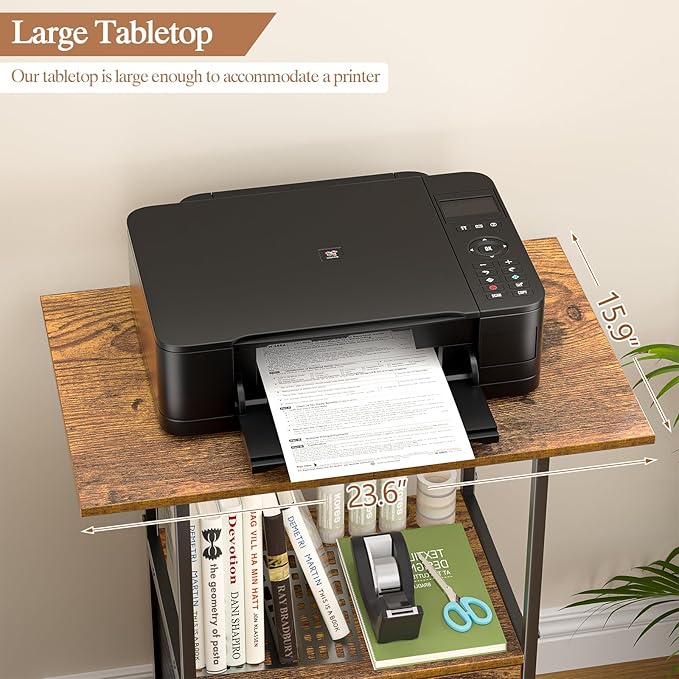 Small Filing Cabinet with Lock, Printer Stand with File Storage, Rolling Locking File Cabinet with Drawer Vertical File Cart with Wheels, Lockable Filing Cabinet for Home Office