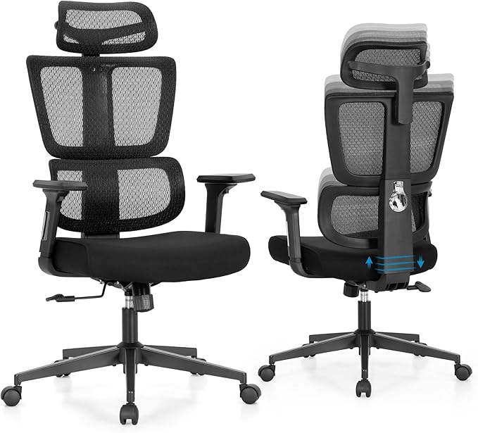 MAISON ARTS Ergonomic Mesh Office Chair, High Back Comfortable Task Chair, Modern Desk Chair with Adjustable Lumbar Support and Headrest - Extra Support for Neck and Upper Back