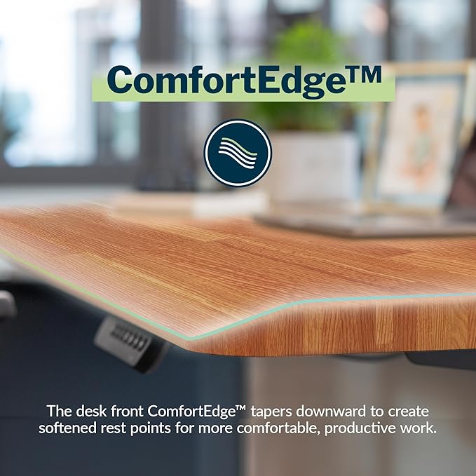 Vari ComfortEdge 48x30 Inch Electric Standing Desk – Height Adjustable Sit Stand VariDesk with Memory Presets, Sloped Edge, 220 LB Capacity + Tool-Free Assembly (Butcher Block)