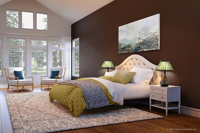 Urban Ambiance Luxury Tiffany Table Lamp, Large Size: 25''H x 17.5''W, with Mediterranean Style Elements, Leathered Sienna Finish, UQL7027 from The Devon Collection