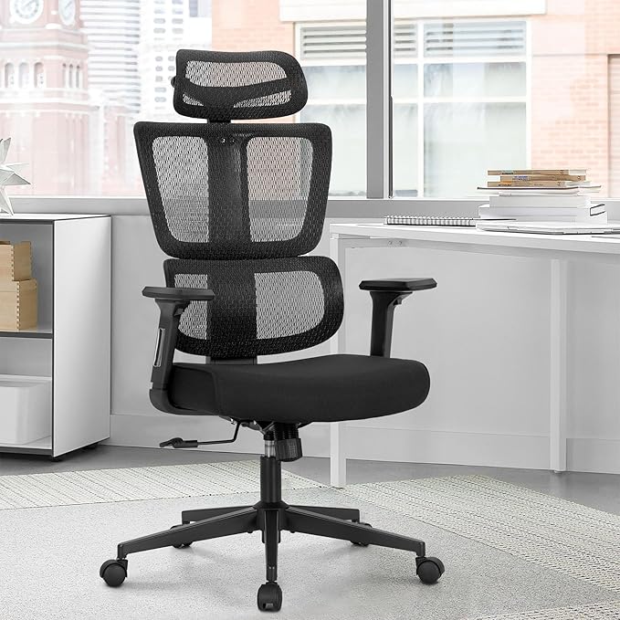 MAISON ARTS Ergonomic Mesh Office Chair, High Back Comfortable Task Chair, Modern Desk Chair with Adjustable Lumbar Support and Headrest - Extra Support for Neck and Upper Back