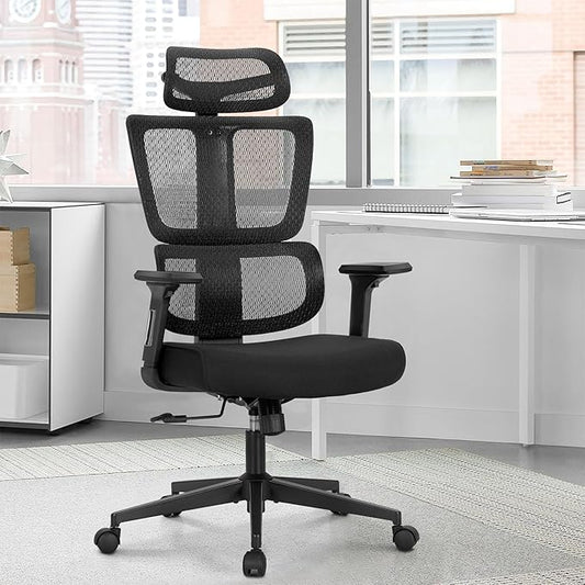 MAISON ARTS Ergonomic Mesh Office Chair, High Back Comfortable Task Chair, Modern Desk Chair with Adjustable Lumbar Support and Headrest - Extra Support for Neck and Upper Back