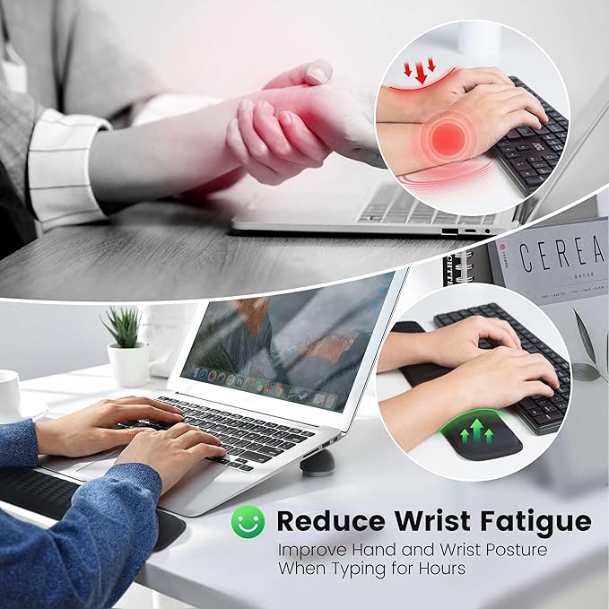 MEKASS Keyboard Wrist Rest, Soft Memory Foam Wrist Support for Keyboard, Keyboard Hand Rest Pad for Wrist Pain Relief, Keyboard Wrist Guard for Long Hours of Work, Gaming, Studying(Gray)