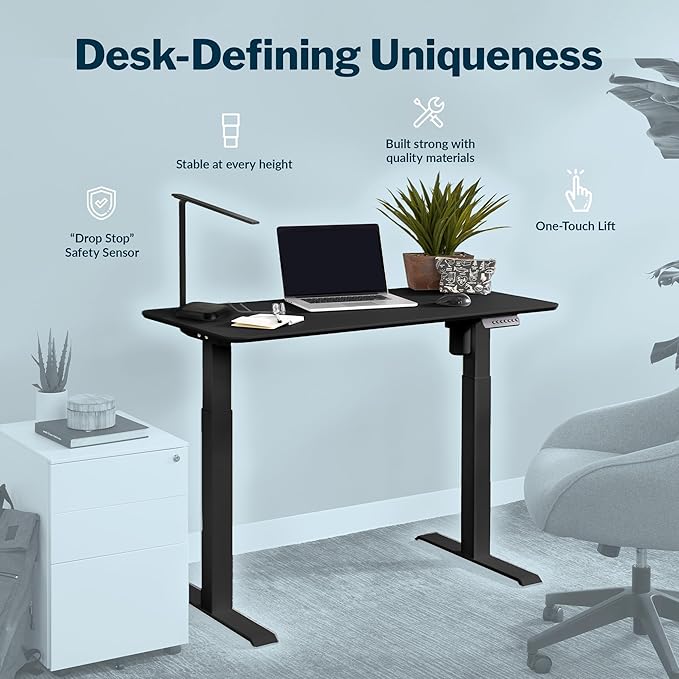 Vari Essential Electric Standing Desk for Home Office – 48x24 - White (Black)