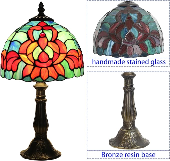 Tiffany lamp 8-inch Vintage Stained Glass Table lamp are Suitable for bedrooms Bedside, Living Rooms Night Lights and Home Offices