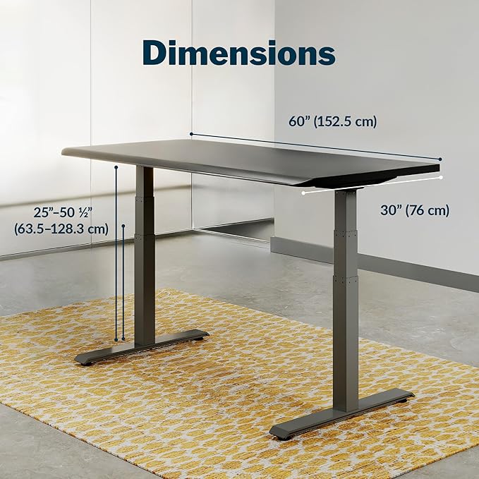 Vari ComfortEdge 60x30 Inch Adjustable Electric Standing Desk – Sit Stand VariDesk with Memory Presets, Sloped Edge, 200 LB Capacity + Tool-Free Assembly (Black)