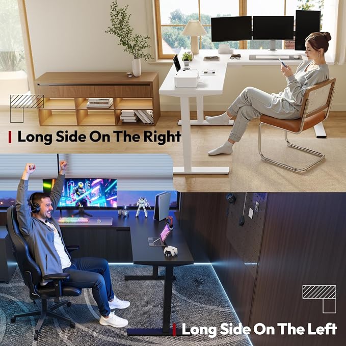 SANODESK L Shaped Standing Desk Adjustable Height, Electric Corner Standing Desk, 71 x 63 inch Sit Stand Computer Table with Splice Board, Black