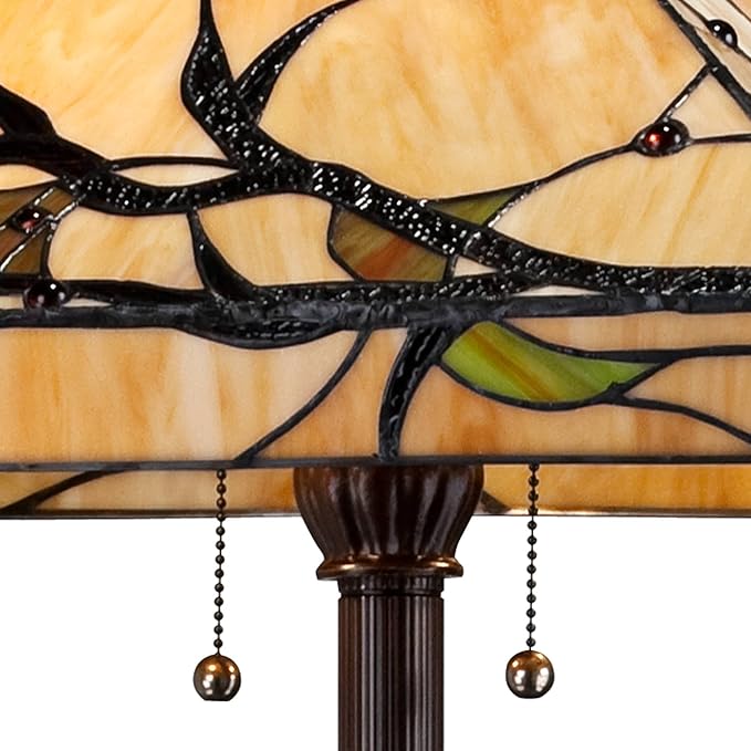 Robert Louis Tiffany Budding Branch Mission Rustic Tiffany Style Floor Lamp Standing 62" Tall Bronze Metal Hand-Crafted Stained Art Glass Shade for Living Room Reading House (Colors May Vary)