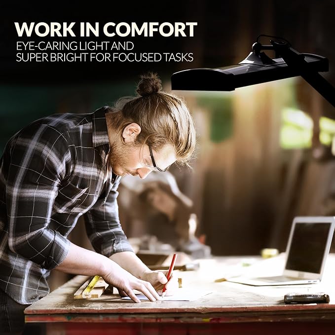 Ultra Bright 4500 Lumens Powerful Professional Eye Care LED Desk Lamp - Brightness Adjustable, Modern Task Light for Home, Beauty, Crafting, Office, Workbench (Daylight, Dimming, Black)