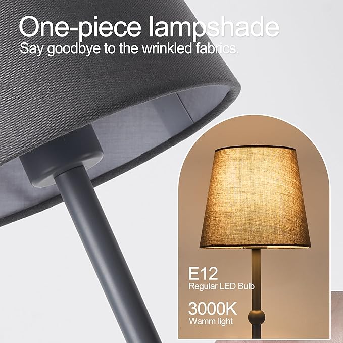 LED Cordless Grey Table Lamp Portable Dimmable Desk Lamp 6000mA Battery Powered Touch Control Table Lamp Dining Room,Bedroom,Bar,Camping,Balcony.