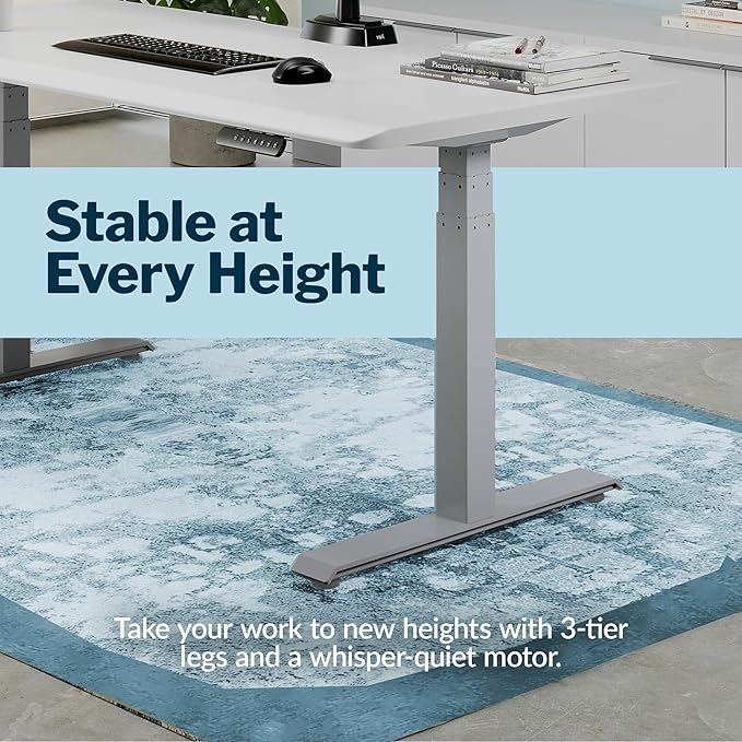 Vari ComfortEdge Electric Height Adjustable Standing Desk - 72x30 Varidesk Sit-Stand Desk for Home Office, Sloped Ergonomic Front Edge, Stable T-Style Legs, Easy Assembly - White - 2 Packages