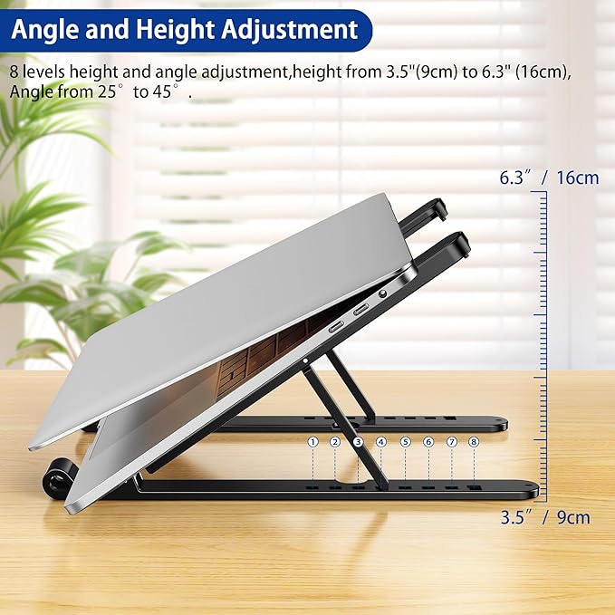 BESIGN LS01 Pro Ergonomic Laptop Stand, Plastic Laptop Riser, Portable and Adjustable Notebook Computer Holder Compatible with 10-14" Laptops (Black)
