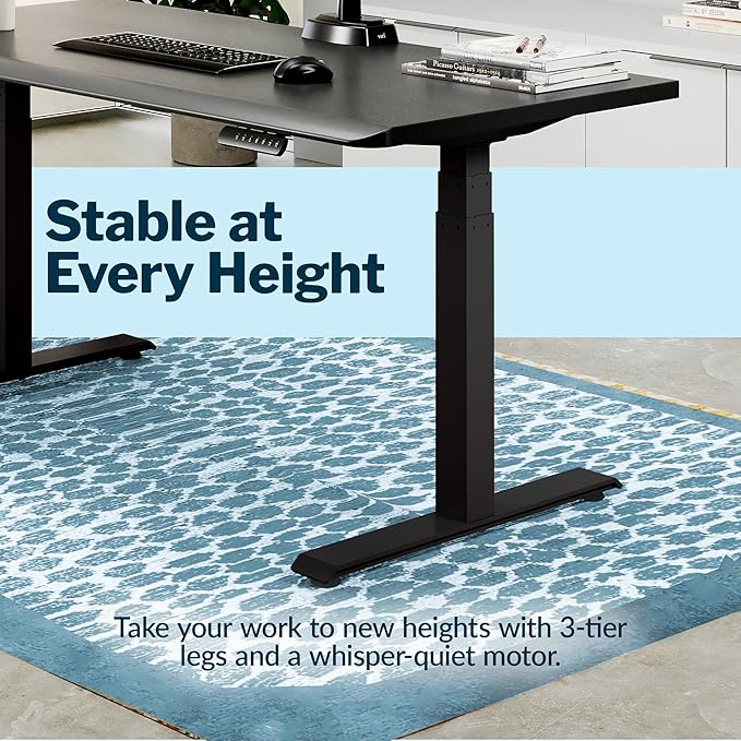 Vari ComfortEdge 72x30 Inch Adjustable Electric Standing Desk – Sit Stand VariDesk with Memory Presets, Sloped Edge, 180 LB Capacity + Tool-Free Assembly (Black/Black)