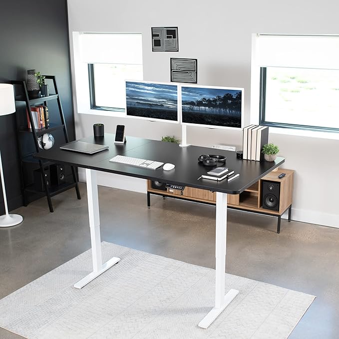 VIVO Electric 71 x 36 in Standing Desk, Memory Height Adjustment, 1B Series, Black Top White Frame, DESK-KIT-1W7B-36