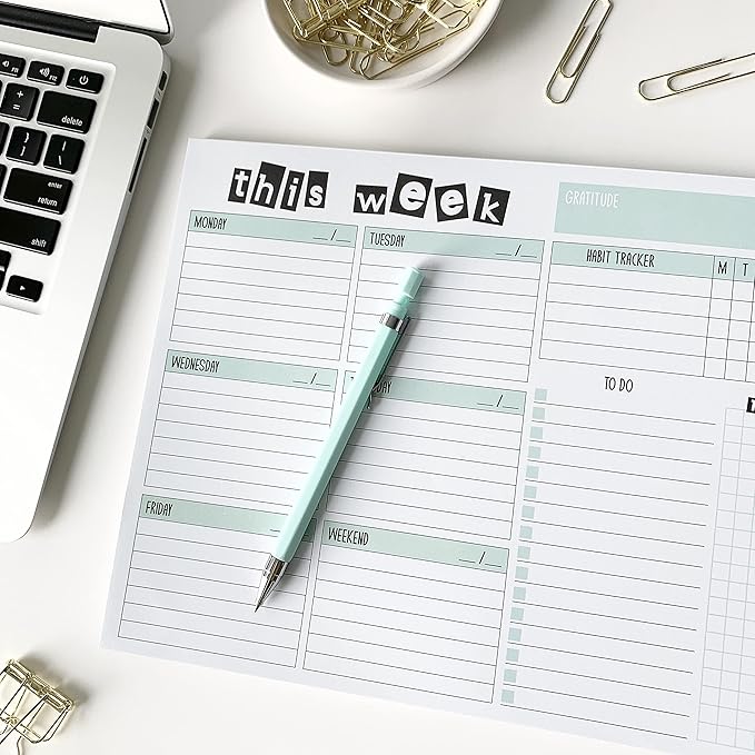 Weekly Planner Pad, 52 Letter Size Tear Off Sheets, 8.5” x 11” Undated Calendar Weekly Desk Planner Notepad, Daily Schedule Priorities To Do List for Week (Style 2)
