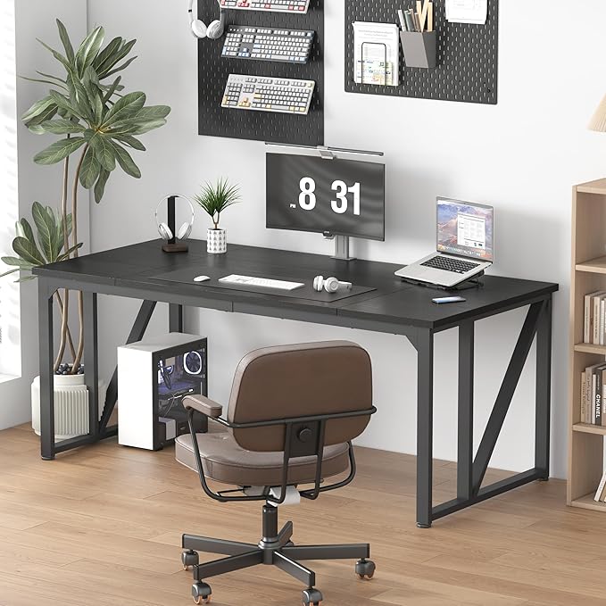 NSdirect Computer Desk 70×30.7Inch Gaming Desk with Deeper & Thicker Desktop, Office Desk Work Desk for Home Office, Black