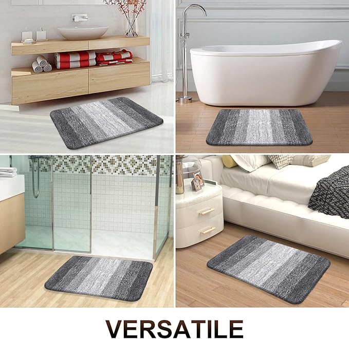 OLANLY Bathroom Rugs Mat 30x20, Extra Soft Absorbent Microfiber Bath Rugs, Rubber Backing, Quick Dry, Machine Washable Bath Mats for Bathroom Floor, Tub and Shower, Home Decor Accessories, Grey