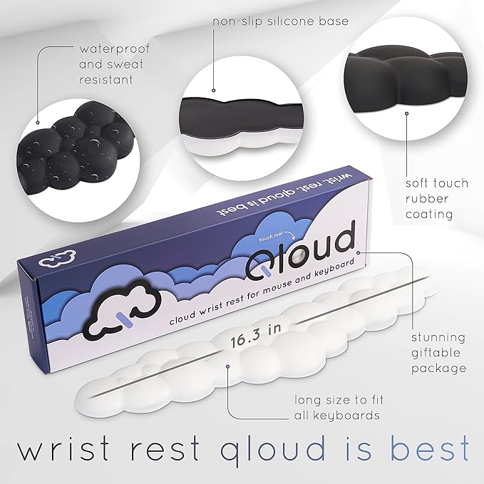 Qloud Cloud Wrist Rest Keyboard Wrist Rest for Computer Keyboard Pad, Cloud Keyboard Wrist Rest, Wrist Pad for Keyboard, Memory Foam, Non Slip Base, Comes with Mouse Pad - Pastel Green