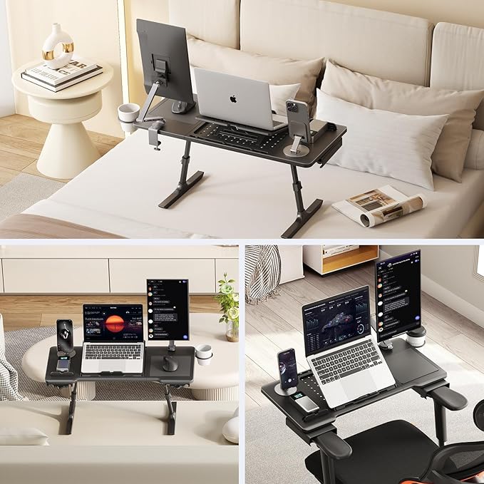Newtral Lap Desk Bed Tray Table, Foldable Portable Laptop Table Tray for Chair, Laptop Stand for Couch Sofa Floor for Adults, Kids, Ideal for Study, Reading, Breakfast,and Working (Black, Premium)