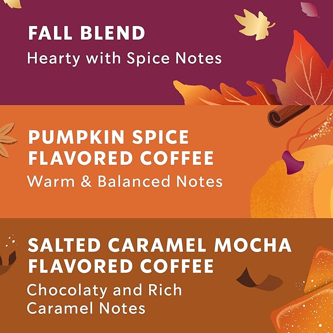Starbucks K-Cup Coffee Pods Fall Bundle, Medium Roast and Naturally Flavored Coffee for Keurig Brewers, 100% Arabica, Limited Edition, 3 Boxes (30 Pods Total)