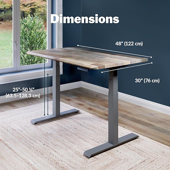 Vari ComfortEdge 48x30 Inch Electric Standing Desk – Height Adjustable Sit Stand VariDesk with Memory Presets, Sloped Edge, 220 LB Capacity + Tool-Free Assembly (Reclaimed Wood)