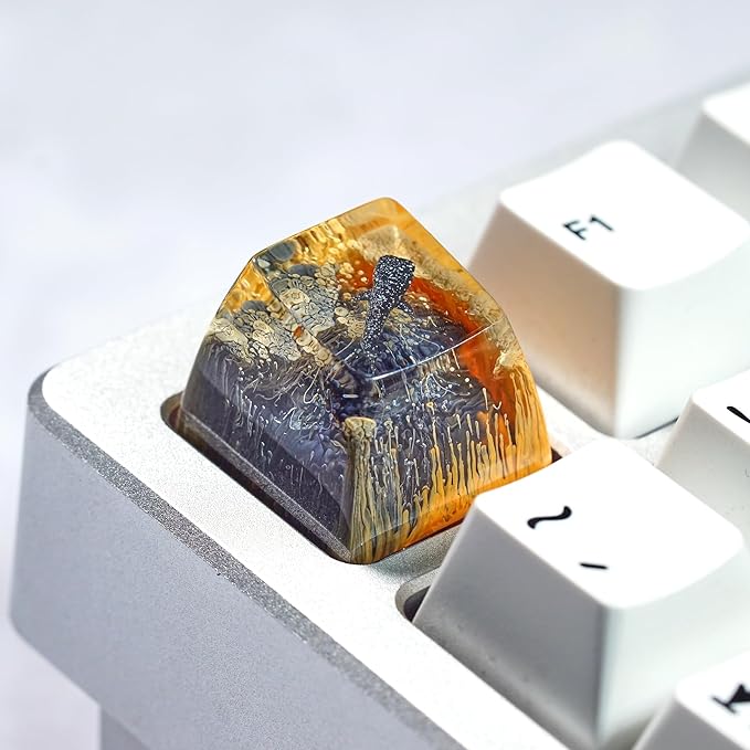 Whale Shark Keycap Orange Dark Ocean Artisan Keycap R1 SA Profile Custom Sea Creatures Keycaps 1U ESC Handmade Gaming Resin Key Cap Cherry MX Switch Compatible Mechanical Keyboard Ocean Lover Gift