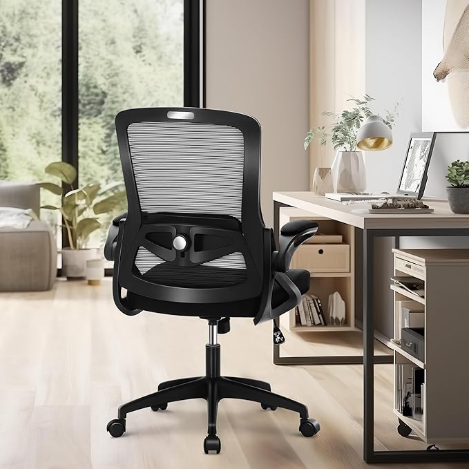 MAISON ARTS Ergonomic Office Desk Chair, Breathable Mesh Computer Chair with Adjustable Lumbar Support and Flip up Armrests, Comfortable Task/Executive Chair for Home Office