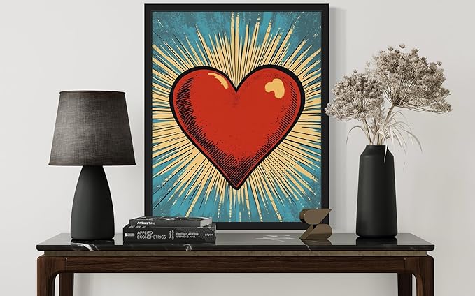 Heart Pop Art Poster Print, Vintage Retro Wall Art Decor Paintings Classic Artwork for Bedroom Living Room Decorations. 43 (Heart, 16 x 20 inches, Unframed)
