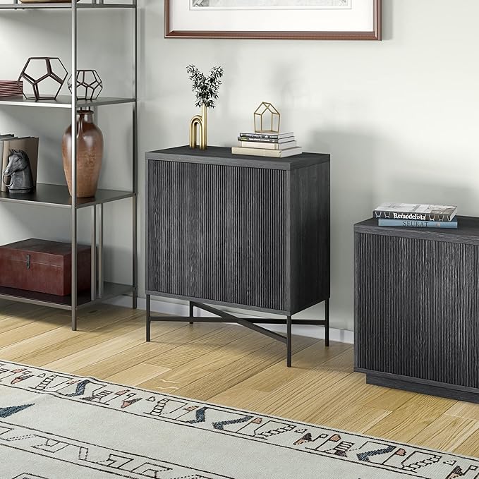 Henn&Hart Brighton Accent Cabinet, 28" Wide, Dark Gray