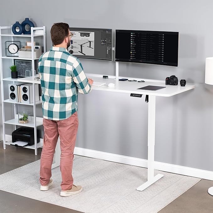 VIVO Large Electric 83 x 30 in Standing Desk, Memory Height Adjustment, 1B Series, White Top White Frame, DESK-KIT-1W8W