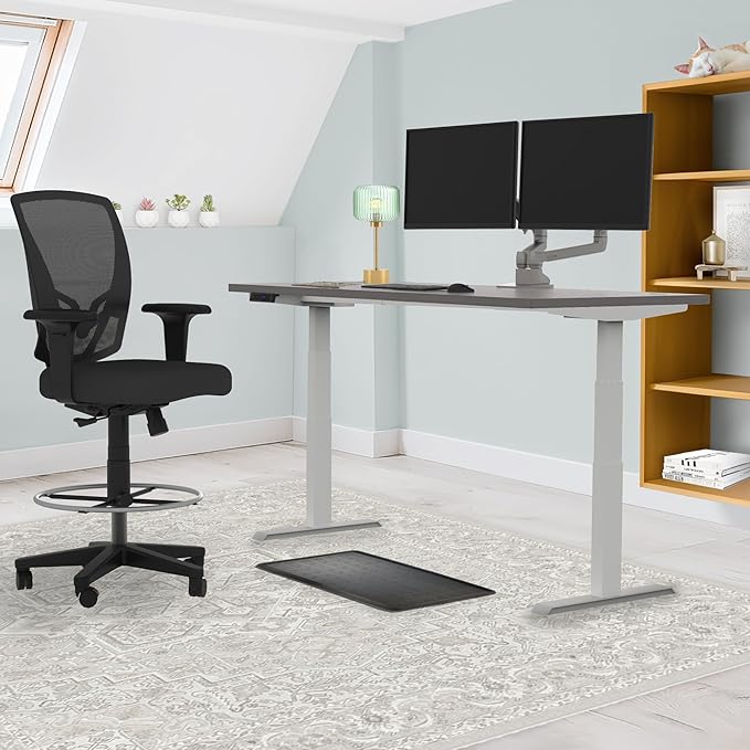 Lift It, 66"x30" Electric Sit Stand/Height Adjustable Desk for Office or Home, Dual Motor and 4 Memory/USB Charging LED Control, Grey Strand Top and White Frame