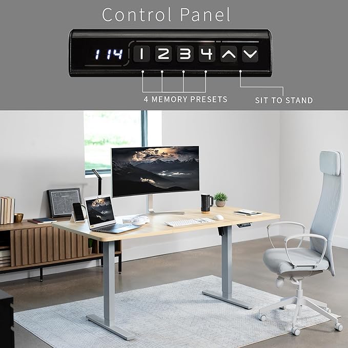 VIVO Electric 71 x 30 in Standing Desk, Memory Height Adjustment, 1B Series, Light Wood Top Gray Frame, DESK-KIT-1G7C