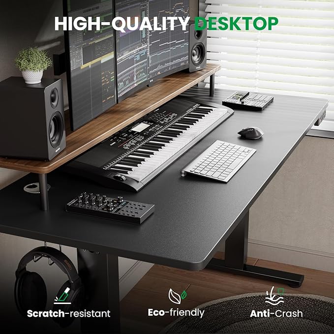 SIAGO Electric Standing Desk Adjustable - 55 x 24 Inch Sit Stand up Desk with Cable Management - 3 Memory Preset Adjustable Height Table