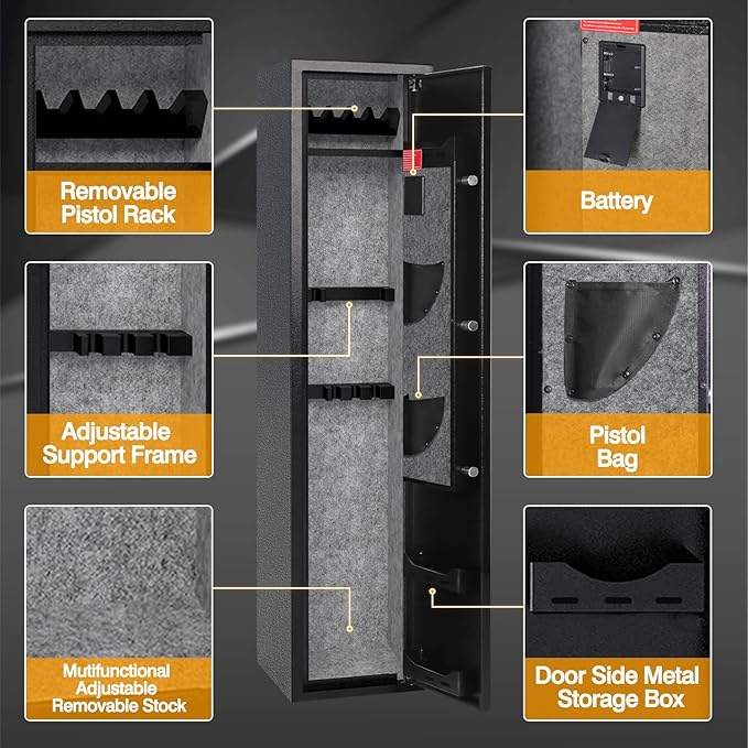 Greenvelly 8-12 Gun Safe for Rifles and Pistols,Quick Access Rifle Gun Safe with Password Lock, Long Gun Cabinet with Shelves and Pockets for Home,Office(No Assembly Required)