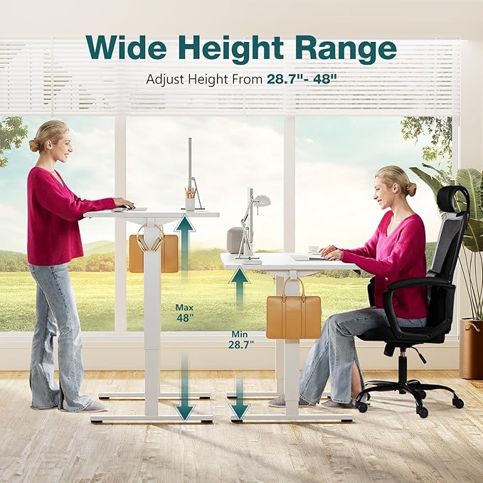 Electric Standing Desk, Adjustable Height Stand up Desk, 63x24 Inches Sit Stand Home Office Desk with Splice Board,White