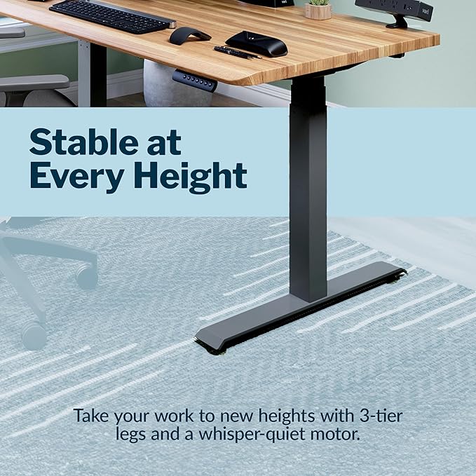 Vari ComfortEdge 48x30 Inch Electric Standing Desk – Height Adjustable Sit Stand VariDesk with Memory Presets, Sloped Edge, 220 LB Capacity + Tool-Free Assembly (Butcher Block)