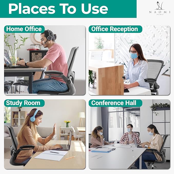 Serena Ergonomic Mesh Drafting Chair - Adjustable, Breathable Mesh, Lumbar Support, Ergonomic and Height Adjustable Flip-Top Office Chair with Foot Ring and Productivity - Gray