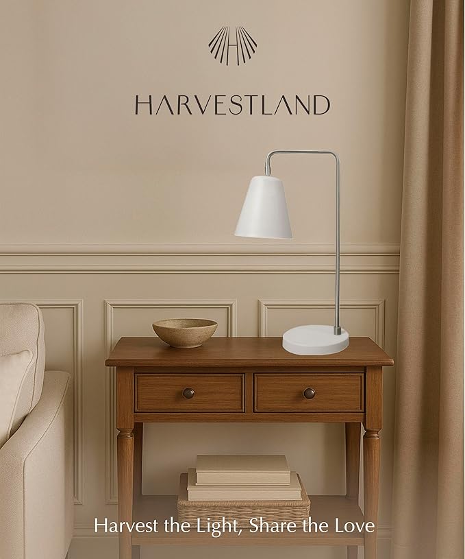 HarvestLand Steady Silver Desk Lamp – Adjustable Industrial Table Lamp with Solid Base, Lamp for nightstand, Desk Lamp Home Office and Bedside Table Lamp
