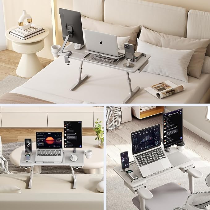 Newtral Lap Desk Bed Tray Table, Foldable Portable Laptop Table Tray for Chair, Laptop Stand for Couch Sofa Floor for Adults, Kids, Ideal for Study, Reading, Breakfast,and Working (Gray, Premium)