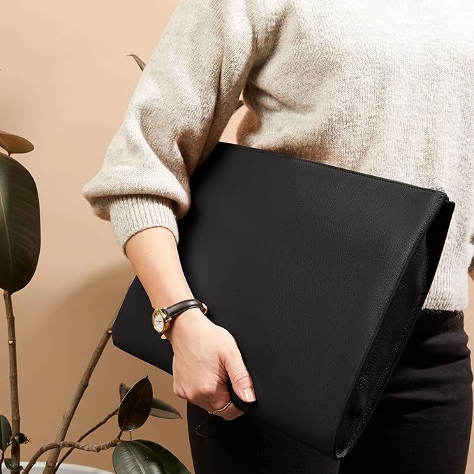 Leatherology Black Onyx Leatherolgy Zippered Document Holder with Interior Pocket for Tablet