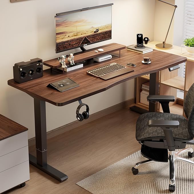 Standing Desk Frame Electric Adjustable Legs, Stand up Desk Frame Workstation Desk Base, Adjustable Standing Desk Legs, 3 Memory Height Settings, with Cable Management Tray, Headphone Hook