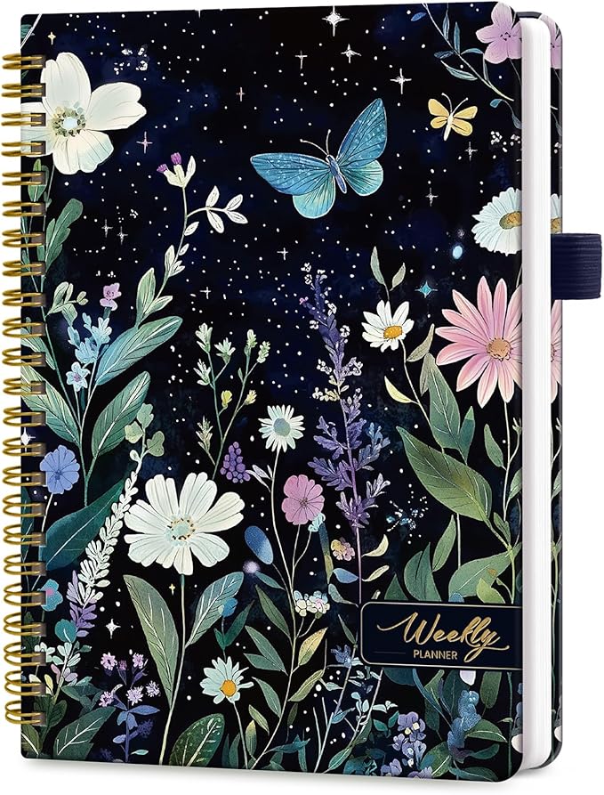 Undated Weekly Planner, Weekly To Do List Notebook with Goal & Habit Tracker Organizer, A5 Weekly Planner Notebook with Spiral Binding, 6.1" x 8.2" - Celestial Garden