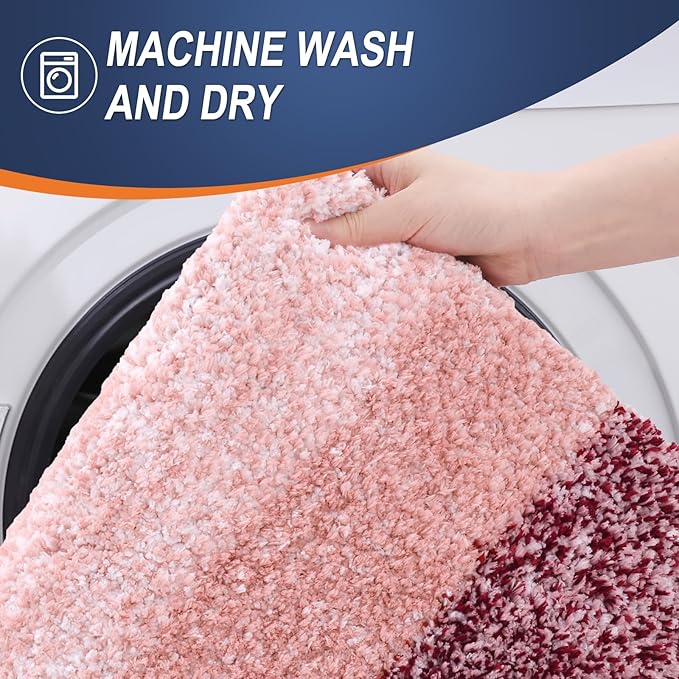 OLANLY Bathroom Runner Rugs 59x20, Extra Soft Absorbent Microfiber Bath Rugs, Rubber Backing, Quick Dry, Machine Washable Bath Mats for Bathroom Floor, Tub and Shower, Home Decor Accessories, Red