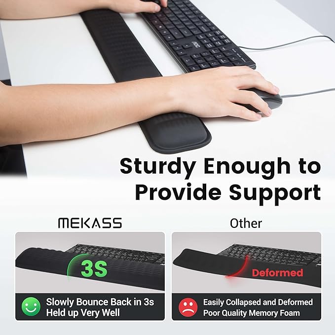MEKASS Ergonomic Wrist Rest for Keyboard and Mouse, Soft Memory Foam Keyboard Wrist Rest Set with Non-Slip Silicone Base, Easy Typing, Pain Relief, Comfort for Office, Work, Gaming (Pink)