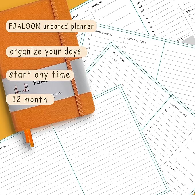 Undated Planner a5 Time Management, 2025-2026 Planner Undated Weekly And Monthly, Organize Your Days Start Anytime and ADHD Friendly (Light Orange)